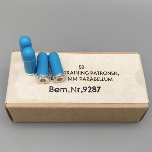 9mm Luger Kurzbahn Übungspatronen ex Bundeswehr/Polizei Plastik Training KEIN CIP