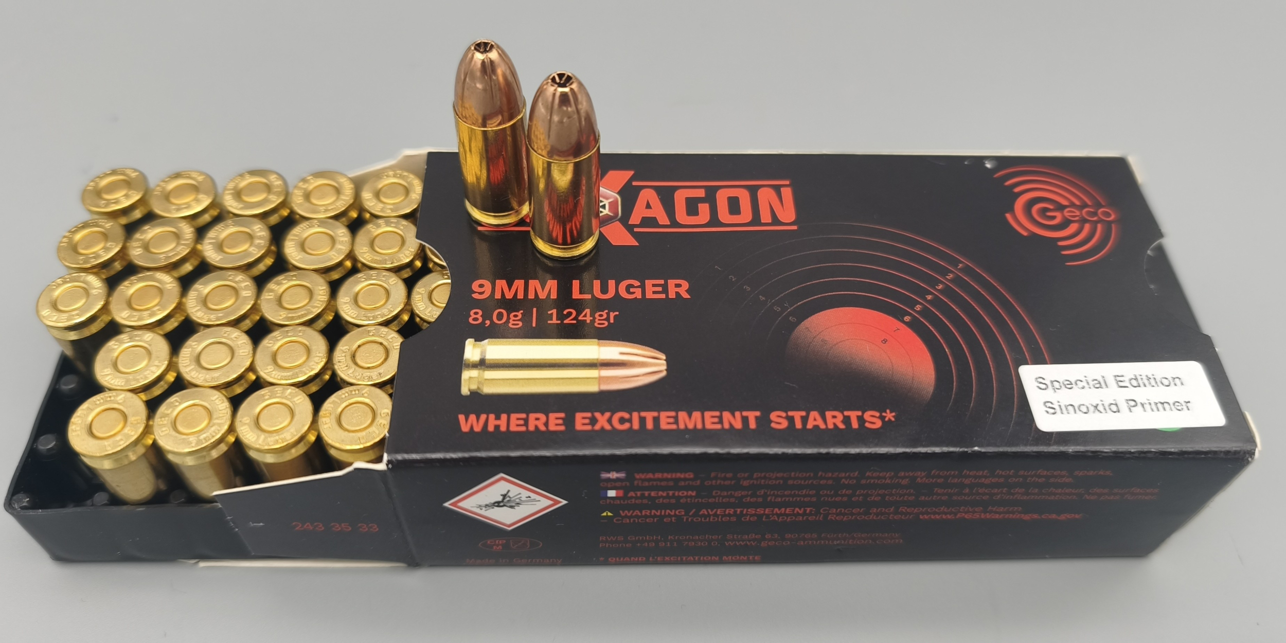 Geco 9mm Luger Hexagon 124gr./8 Gramm 1000er Karton