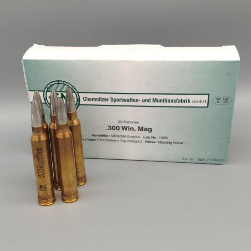 MEN .300WInMag 7,62x67 200gr./13Gramm VM Verzinnt Messing Boxer