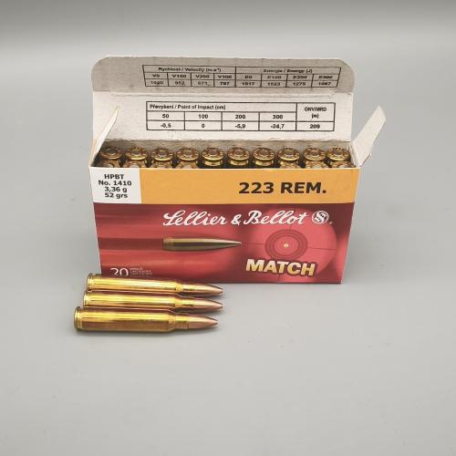 S&B Match .223Rem 52gr. Sierra Matchking 1410 20er Paket